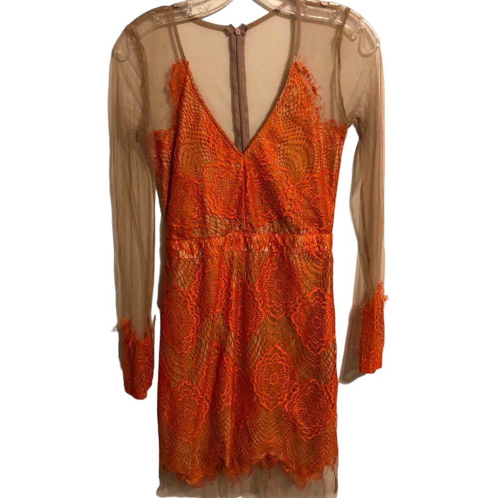 Deja vu lace and orange dress Medium